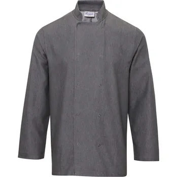 Pracovní zástěra Premier Rondon PR 660, kuchařský, džínový, dlouhý rukáv, unisex COT390660m1300-grey denim XS Šedá denim
