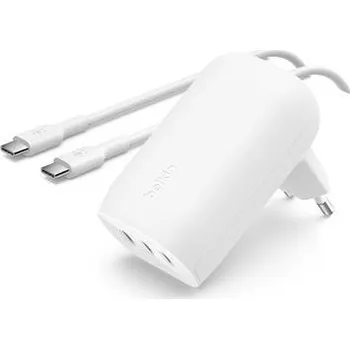 Belkin BOOST CHARGE™ 67W 3-portová USB-C Power Delivery PPS nástěnná nabíječka + 1m USB-C na USB-C kabel, bílá