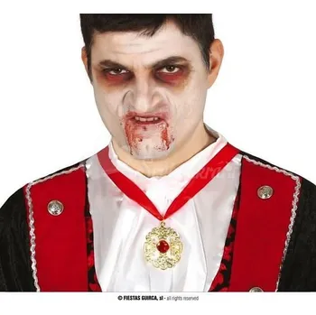 Karnevalový doplněk Zlatý medailon Drákula - upír - vampír - Halloween - GUIRCA
