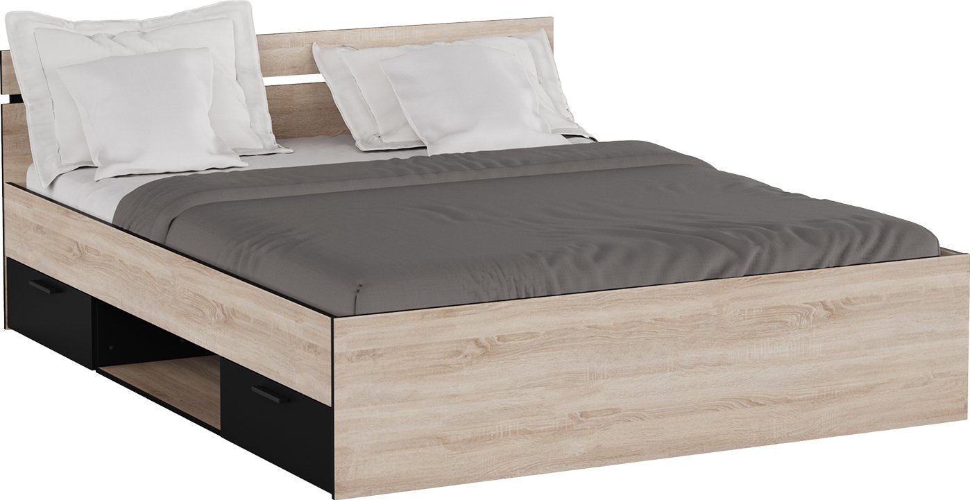 Multifunkční postel 160x200 MICHIGAN dub/černá
