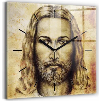 Hodiny Skleněné hodiny s motivem na zeď Tiché ručičky Obrázek Pán Ježíš 30x30