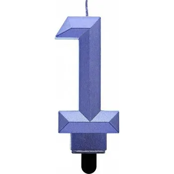 Dortová svíčka Svíčka narozeninová číslice diamond metalická modrá 1