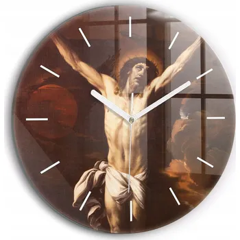 Hodiny Moderní Nástěnné Hodiny Náboženské Ukřižování Krista pr. 30 cm