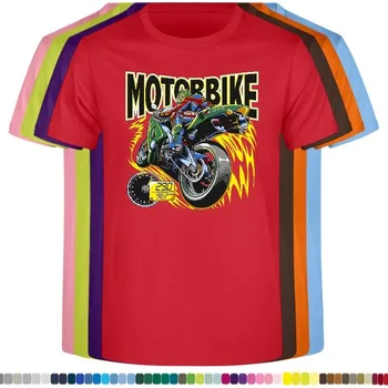 Dívčí tričko detske-levne-bavlnene-tricko-potisk-motorka-bike Barva: Red - červená, velikost: 140