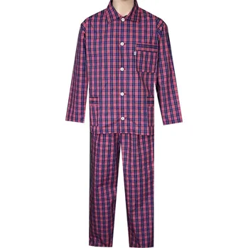 Pánské pyžamo Pánské Pyžamo Popelín FOLTÝN PI39 červená kostka Velikost: 2XL, Materiál: Košilovina-popelín
