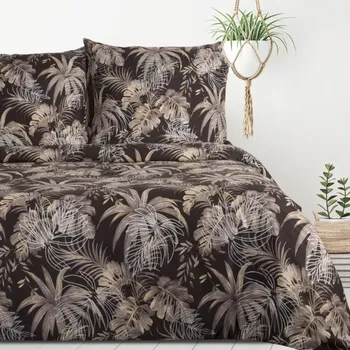 Povlečení Povlečení z mikrovlákna s motivem tropických listů – hnědé Šířka: 160 cm | Délka: 200 cm