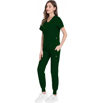 DÁMSKÝ ZDRAVOTNICKÝ KOMPLET SCRUB UNIFORM MODEL HEAL BARVA TMAVĚ ZELENÁ VEL. XXL