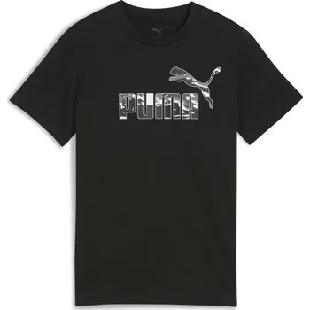 Dívčí oblečení Dětské tričko Puma ESSENTIALS CAMO LOGO TEE B 140 Černá, Šedá