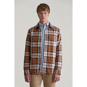 Pánské oblečení KOŠILE GANT HERRINGBONE CHECK OVERSHIRT WARM EARTH