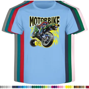 Dívčí tričko detske-levne-bavlnene-tricko-potisk-motorka-bike Barva: Sky blue - nebesky modrá, velikost: 164