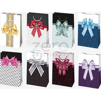 Dárková taška Taška papírová dárková 16x24x7 cm (lak) - mašle (mix 2)