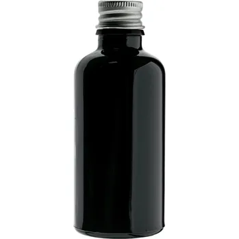 Láhev Skleněná lahvička černá 50 ml s hliníkovým uzávěrem 18 mm