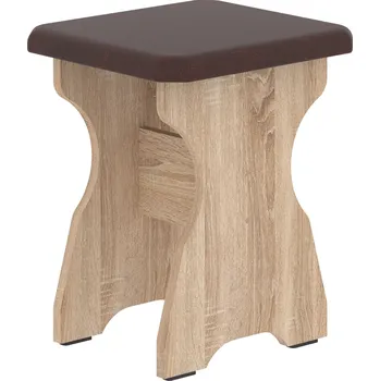 Taburet Slevadoma Taburet T-1 Barva: Dub sonoma, Materiál: koženka - hnědá