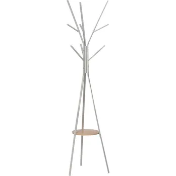 Věšák HOMCOM 831-174WT Věšák na šaty stojací, 3 tyče, 9 háčků, bílý, 180 cm