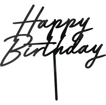 Party dekorace Zápich na dort Happy birthday černý