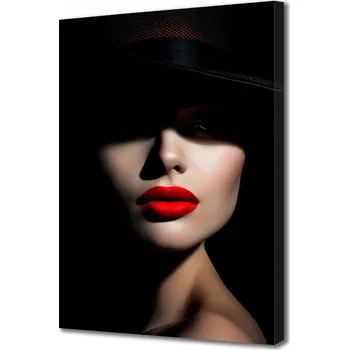 Obraz Obraz na plátně canvas Žena Červené rty Černé pozadí 20x30 cm