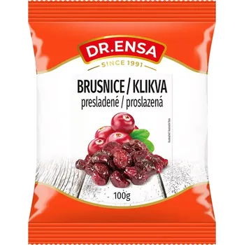 Sušené ovoce BRUSNICE / KLIKVA 100 g Dr.ENSA proslazené (Slazené sušené brusnice / klikva (brusinky))