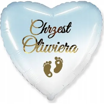 Balónek Balónek ke na křtiny SVATÉMU srdce modré STOPY + JMÉNO