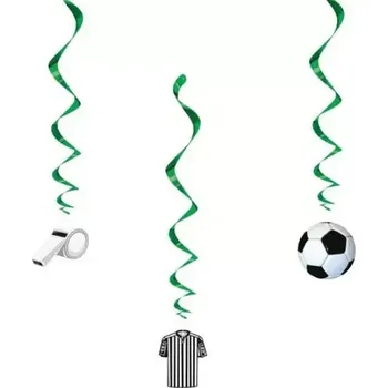 Party dekorace Závěsné spirály Fotbal zelené 3 ks