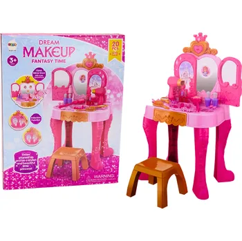 Toaletní stolek Dětský toaletní stolek s příslušenstvím, snímač pohybu - růžový