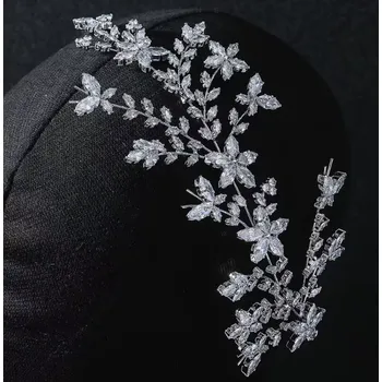 Ozdoba do vlasů B-TOP Postříbřená ozdoba do vlasů Zirkonová Větvička