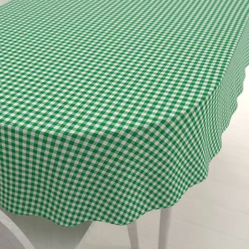 ubrus Bavlněný oválný ubrus Sandra SA-058 Zeleno-bílé kostičky 100x160 cm