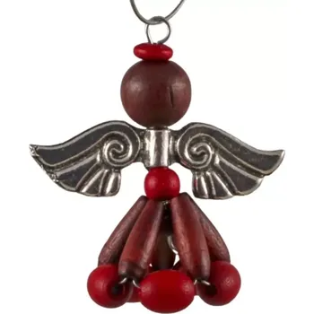 Vánoční ozdoba Anděl dřevěný Mon cheri - starostříbrná křídla