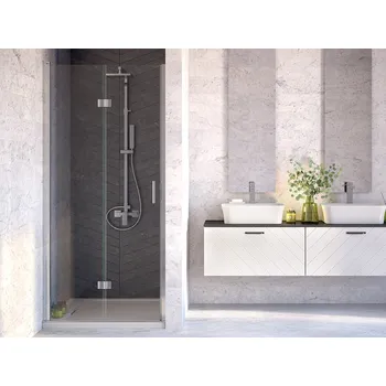 BESCO Bezrámové sprchové dveře EXO-H, Barva rámu - Chrom/Leštěný hliník (ALU), Pevná stěna - Bez pevné stěny, Rozměr A - 90 cm, Rozměr C - 190 cm, Směr zavírání - Univerzální Levé / Pravé, Výplň - Čiré bezpečnostní sklo - 6 mm (BCEXOH90CC)