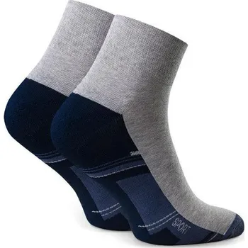 Pánské ponožky Světle šedé pánské bavlnění polofroté ponožky Art.040 EL057, LIGHT GRAY MELANGE Velikost: 41/43