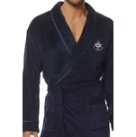 Pánský dlouhý župan s lemováním L&L Marine 2114 M-2XL męski Velikost: L, Barva: Tmavě modrá
