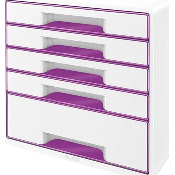 LEITZ WOW CUBE, 5 zásuvek, bílo-purpurová