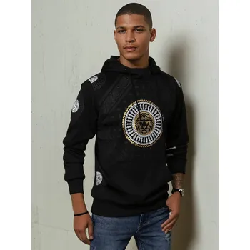 Pánská mikina Černá pánská mikina přes hlavu s potiskem BX5569 Velikost: M