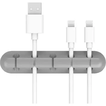 Organizace kabelů Silikonový organizér až pro 5 kabelů, šedý