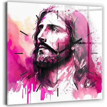 Hodiny Skleněné nástěnné hodiny Abstraktní Ježíš Kristus