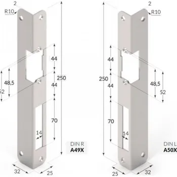 Dveřní kování Protiplech k otvíračům O&C A50X - rohový, levý
