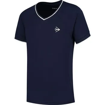 Dívčí tenisové tričko DUNLOP CLUB CREW TEE GIRL NAVY/WHITE, velikost 152