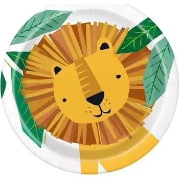 Party nádobí Papírové talíře Safari zvířátka 18 cm - 8 ks