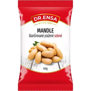 Sušené ovoce Dr.Ensa Mandle blanšírované solené 60 g (Mandle jádra loupaná blanšírované pražená solená 60 g)