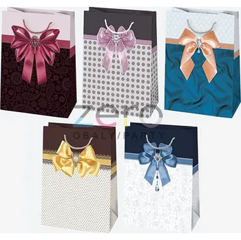 Dárková taška Taška papírová dárková 29x40x12 cm (lak) - mašle (mix 2)