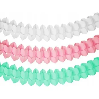 Papírová girlanda pastelová dekorace na oslavu narozenin délka 3,65 m, 1 Ks