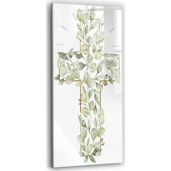 Hodiny Kuchyňské nástěnné hodiny klasické dekorativní Zlatý kříž a listy 30x60