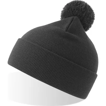 Pracovní přilba Atlantis Headwear Čepice s bambulí Wind-S Pompom, pletená COT33029467099-dark grey Šedá tmavá UNI