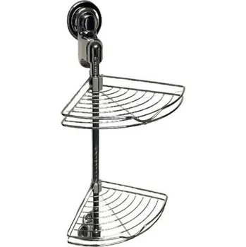 Drátěná police Rohová polička do koupelny CORNE 68 cm, stříbrná