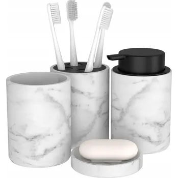 Dávkovač mýdla Sada koupelnových doplňků: dávkovač mýdla, kelímek, nádobka, držák na kartáčky