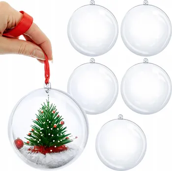 Vánoční ozdoba AKRYLOVÁ Koule Vánoční Koule PRŮHLEDNÁ 10cm 5ks Plastová Ozdoba k Dekoraci