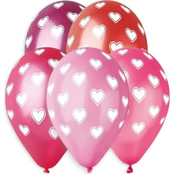 Balónek Gemar Balónek metal 33 cm - Srdíčka 10 ks
