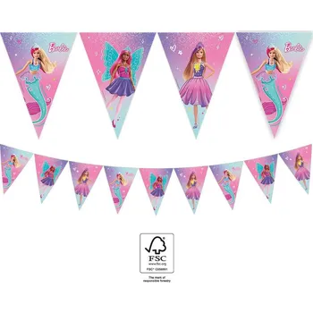 česací hlava Procos EKO Vlaječková girlanda - Barbie (9 vlajek)