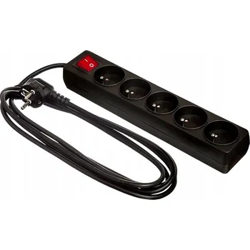 Napájecí kabel Prodlužovací Kabel přívod s lištou Elcan 1,5 m 5 ks zásuvek černý