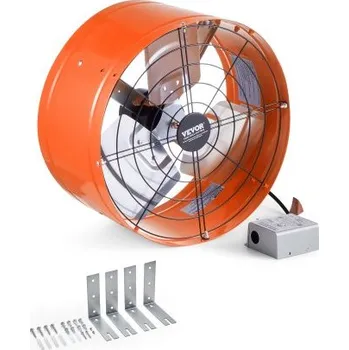 Vzduchotechnika Ventilátor VEVOR pro montáž na štít, 15palcový půdní ventilátor s nastavitelným termostatem a vnější mřížkou, ventilátor s výkonem 1650 CFM, chladí až 2360 čtverečních stop, tiché větrání pro střechu, garáž a dílnu, zářivě oranžová