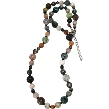 Náhrdelník Luxusní achát mechový, náhrdelník z různých tvarů s ocelí
